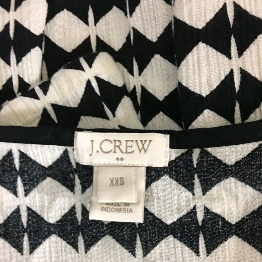 J.Crew XXS BlackCream Tunic Style Top Shirt Blouse - Picture 2 of 4